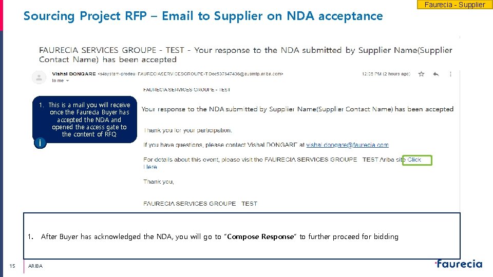 Sourcing Project RFP – Email to Supplier on NDA acceptance 1. This is a