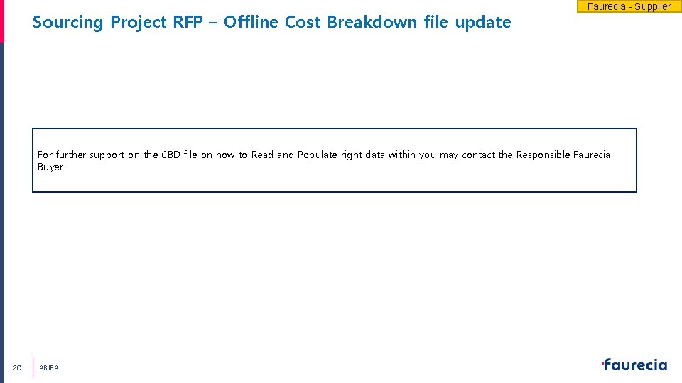 Sourcing Project RFP – Offline Cost Breakdown file update Faurecia - Supplier For further