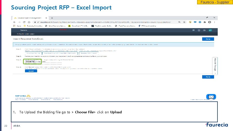 Sourcing Project RFP – Excel Import 1. 22 To Upload the Bidding file go