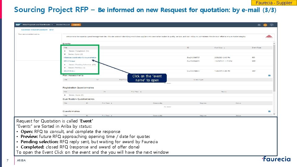 Faurecia - Supplier Sourcing Project RFP – Be informed on new Resquest for quotation: