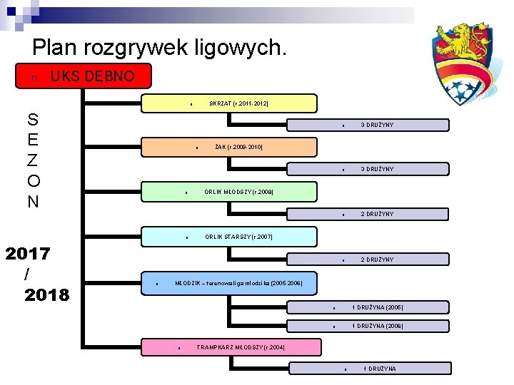 Plan rozgrywek ligowych. n UKS DĘBNO SKRZAT (r. 2011 -2012) n S E Z