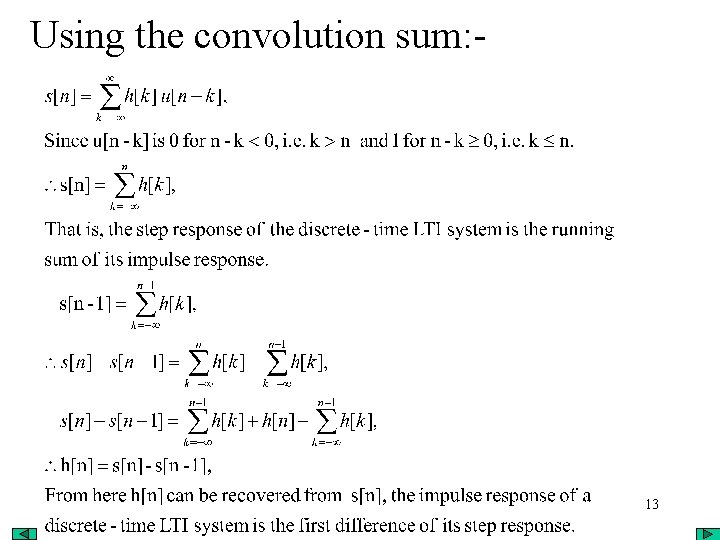 Using the convolution sum: - 13 