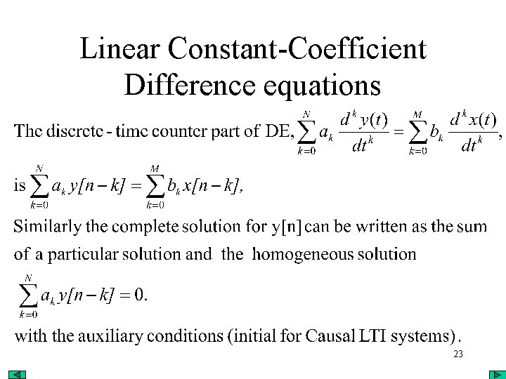 Linear Constant-Coefficient Difference equations 23 