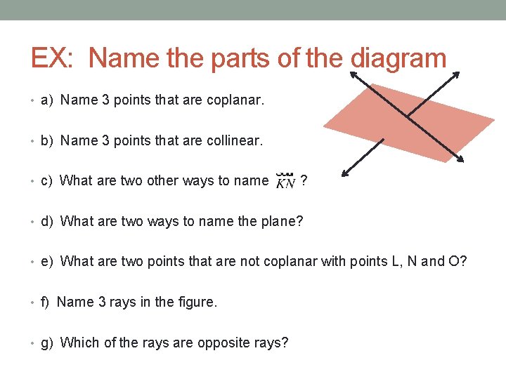 EX: Name the parts of the diagram • a) Name 3 points that are