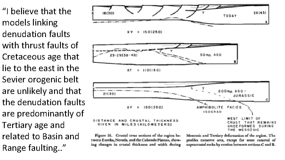“I believe that the models linking denudation faults with thrust faults of Cretaceous age