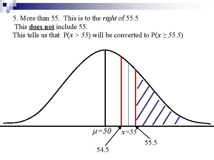 5. More than 55. This is to the right of 55. 5 This does
