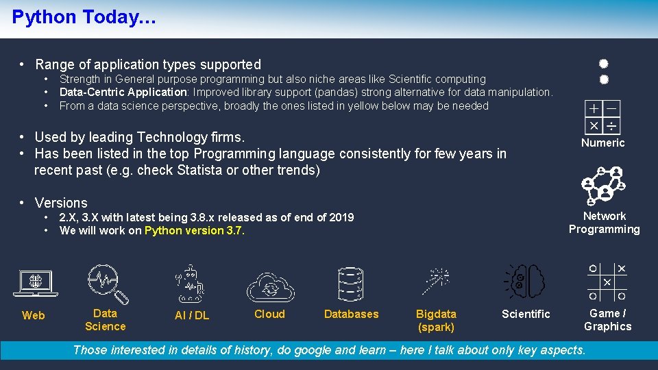 Python Today… • Range of application types supported • • • Strength in General