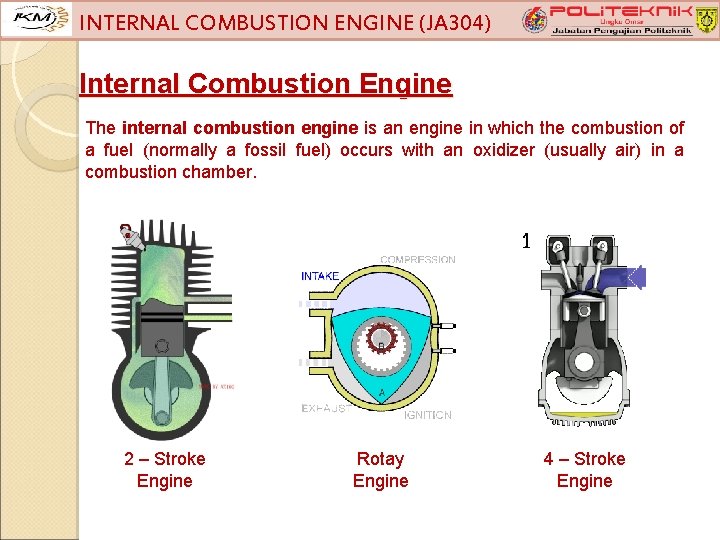 INTERNAL COMBUSTION ENGINE (JA 304) Internal Combustion Engine The internal combustion engine is an