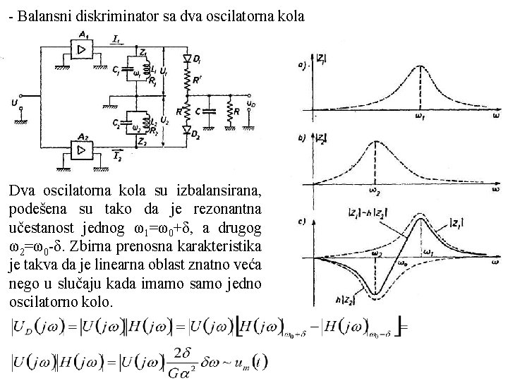  Balansni diskriminator sa dva oscilatorna kola Dva oscilatorna kola su izbalansirana, podešena su