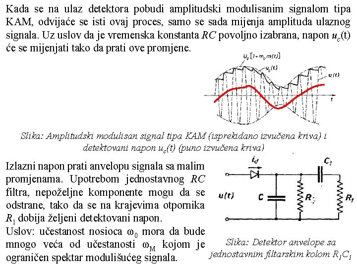 Kada se na ulaz detektora pobudi amplitudski modulisanim signalom tipa KAM, odvijaće se isti