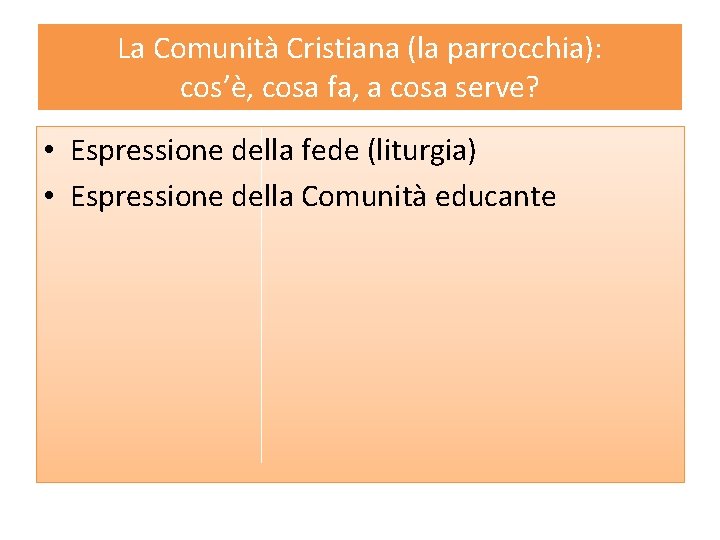 La Comunità Cristiana (la parrocchia): cos’è, cosa fa, a cosa serve? • Espressione della