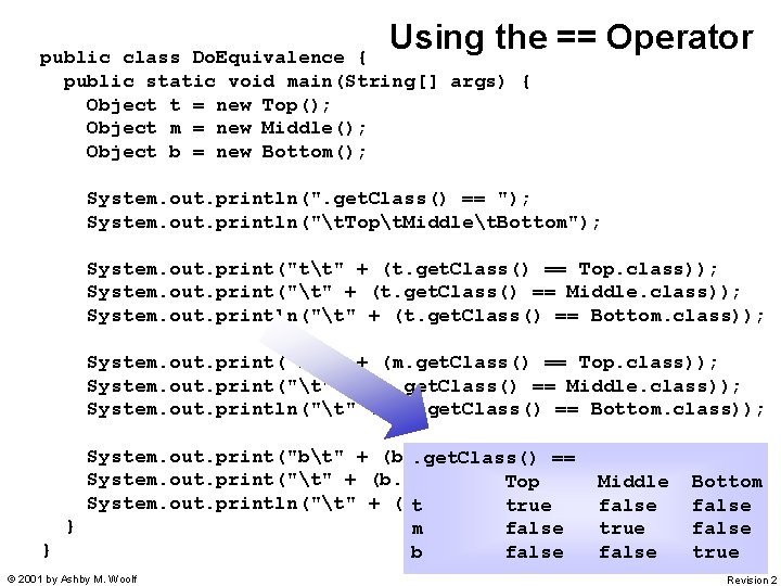 Using the == Operator public class Do. Equivalence { public static void main(String[] args)