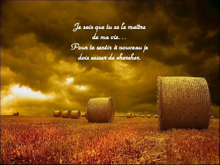 Je sais que tu es le maître de ma vie… Pour te sentir à