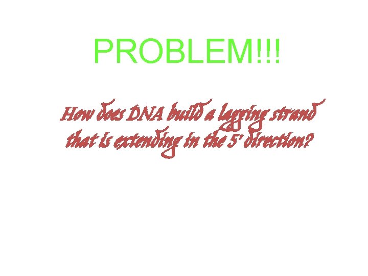 PROBLEM!!! How does DNA build a lagging strand that is extending in the 5’