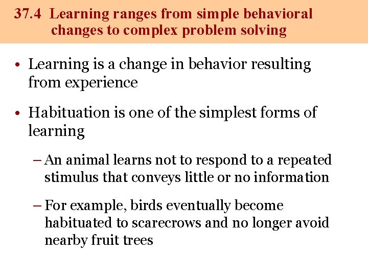 37. 4 Learning ranges from simple behavioral changes to complex problem solving • Learning