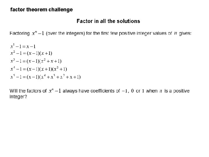 factor theorem challenge 