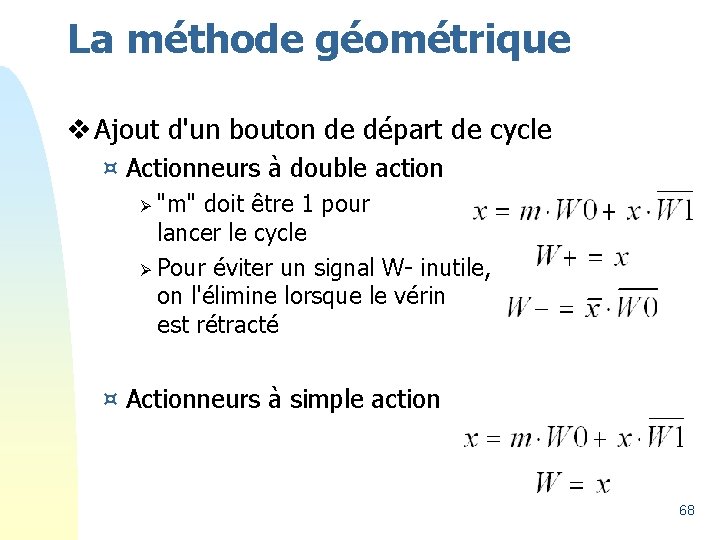 La méthode géométrique v Ajout d'un bouton de départ de cycle ¤ Actionneurs à