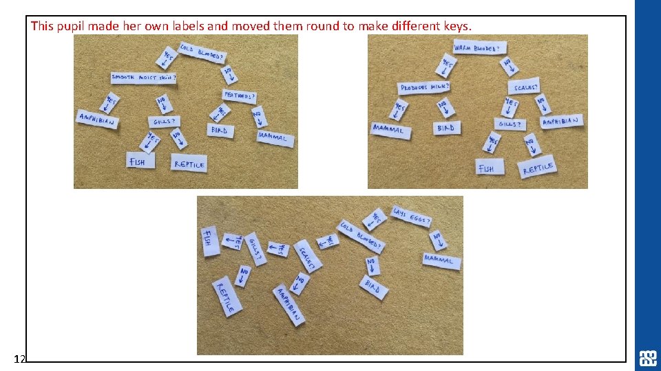 This pupil made her own labels and moved them round to make different keys. This pupil made her own labels and moved them round to make different keys.