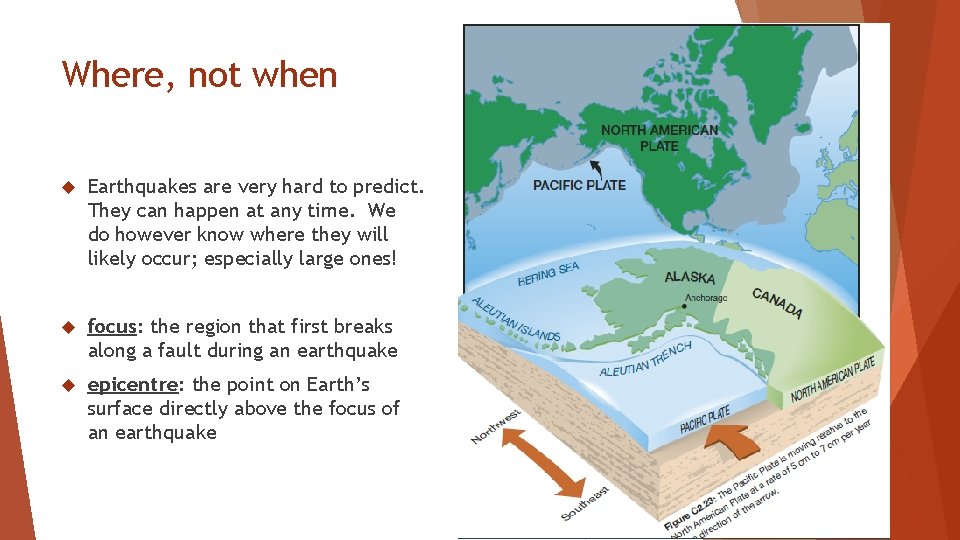 Where, not when Earthquakes are very hard to predict. They can happen at any