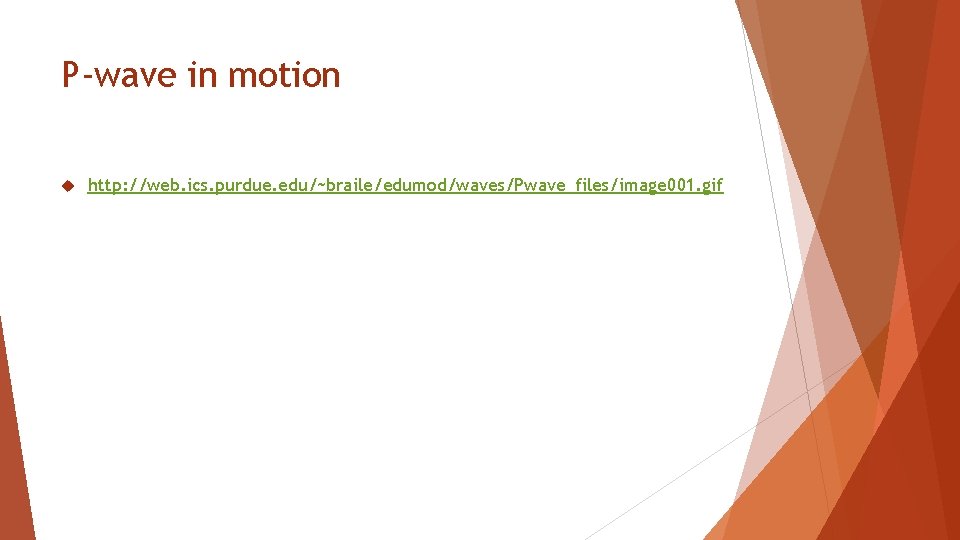 P-wave in motion http: //web. ics. purdue. edu/~braile/edumod/waves/Pwave_files/image 001. gif 