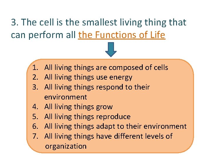 3. The cell is the smallest living that can perform all the Functions of