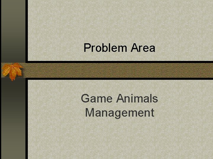 Problem Area Game Animals Management 