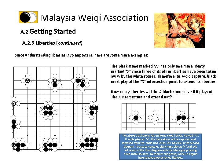 Malaysia Weiqi Association A. 2 Getting Started A. 2. 5 Liberties (continued) Since understanding