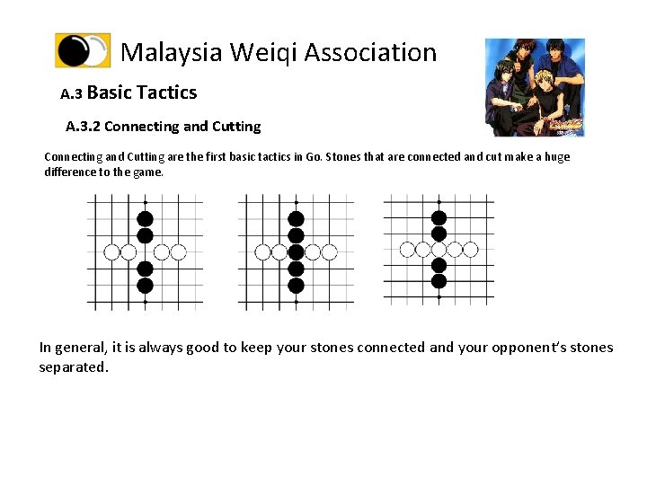 Malaysia Weiqi Association A. 3 Basic Tactics A. 3. 2 Connecting and Cutting are