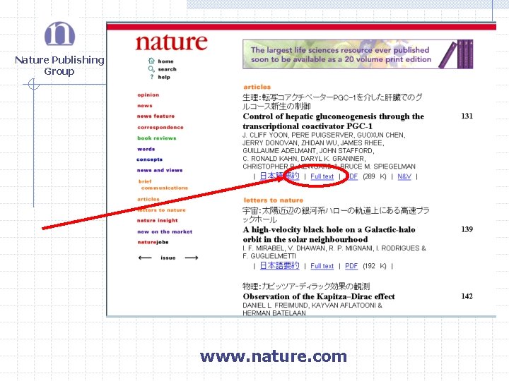 Nature Publishing Group www. nature. com Nature Publishing Group www. nature. com
