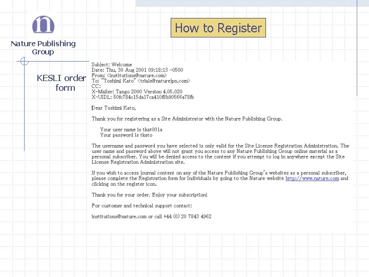 How to Register Nature Publishing Group KESLI order form 