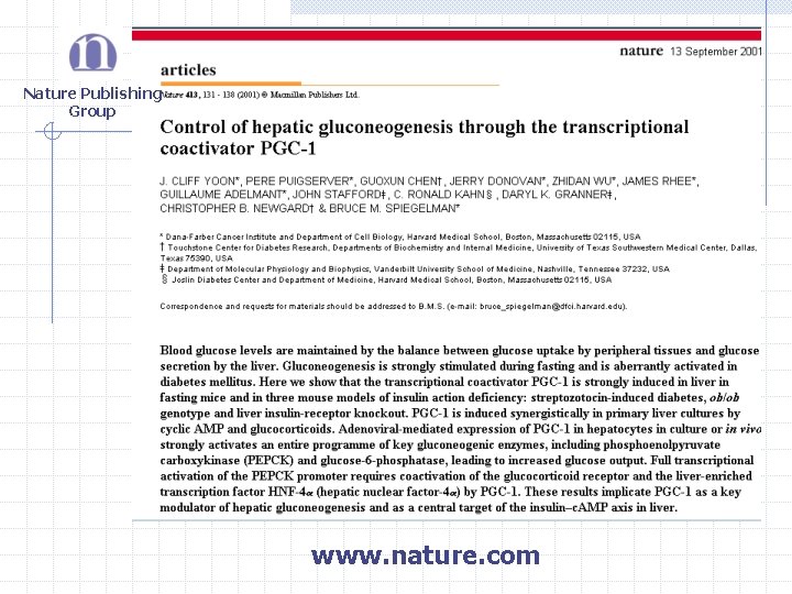 Nature Publishing Group www. nature. com Nature Publishing Group www. nature. com