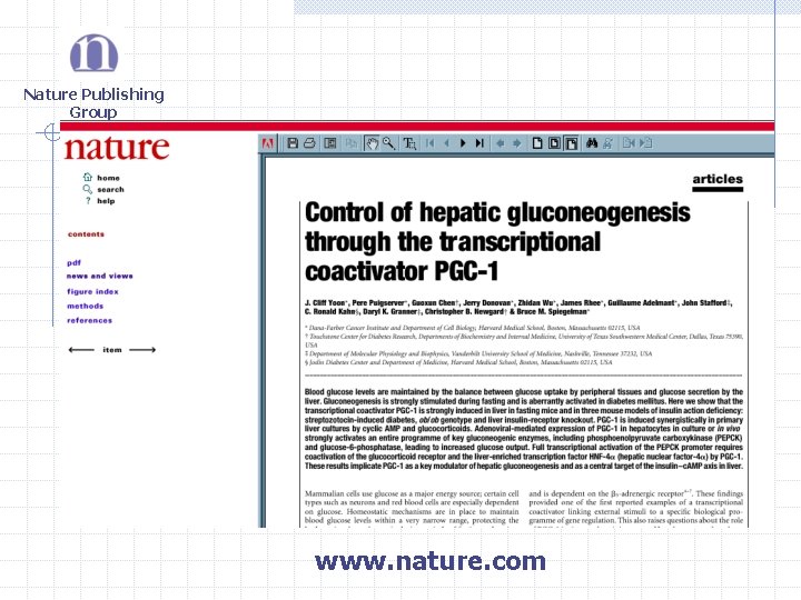 Nature Publishing Group www. nature. com Nature Publishing Group www. nature. com