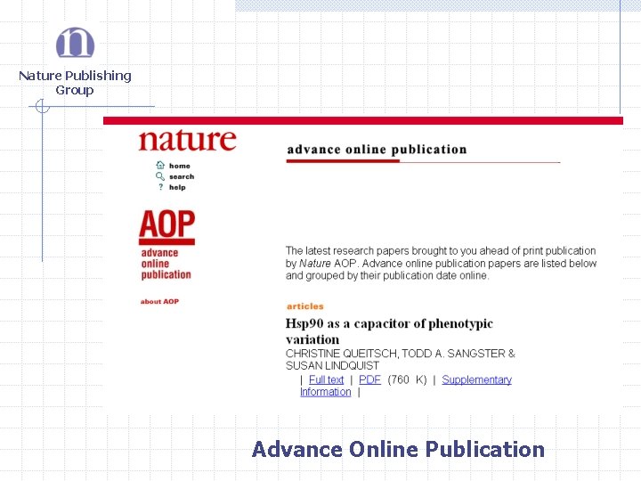 Nature Publishing Group Advance Online Publication 