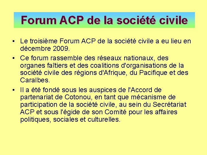 Forum ACP de la société civile • Le troisième Forum ACP de la société