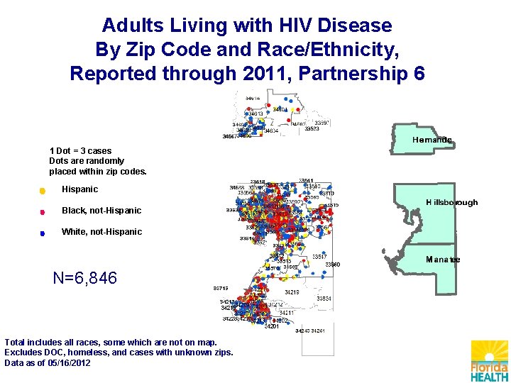 Adults Living with HIV Disease By Zip Code and Race/Ethnicity, Reported through 2011, Partnership