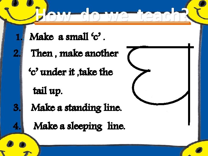 How do we teach? 1. . Make a small ‘c’. 2. Then , make