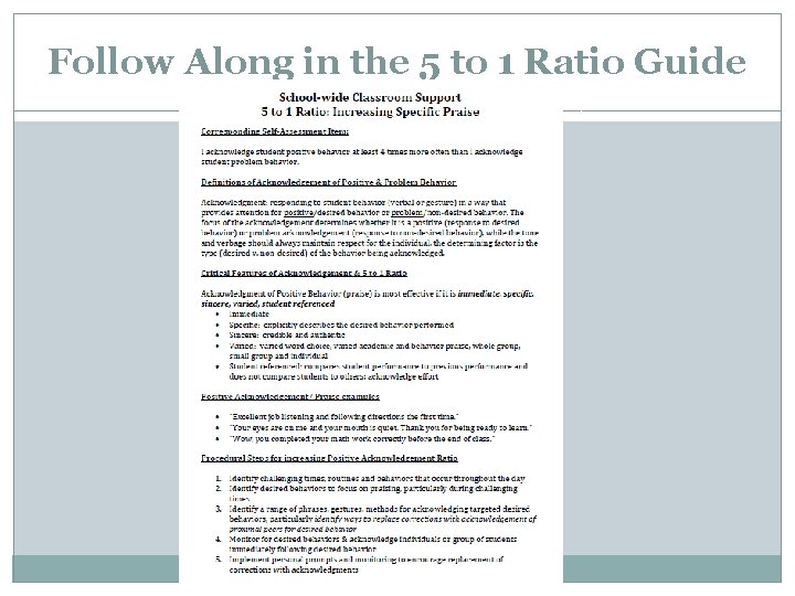 Follow Along in the 5 to 1 Ratio Guide 