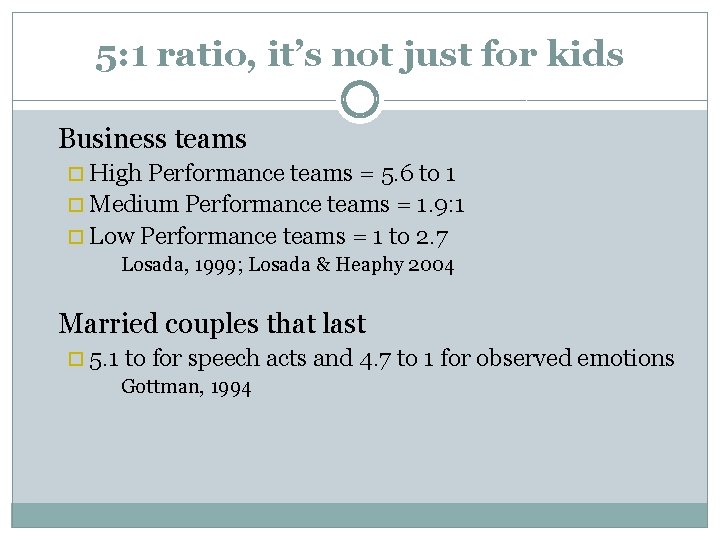 5: 1 ratio, it’s not just for kids n Business teams ¨ High Performance