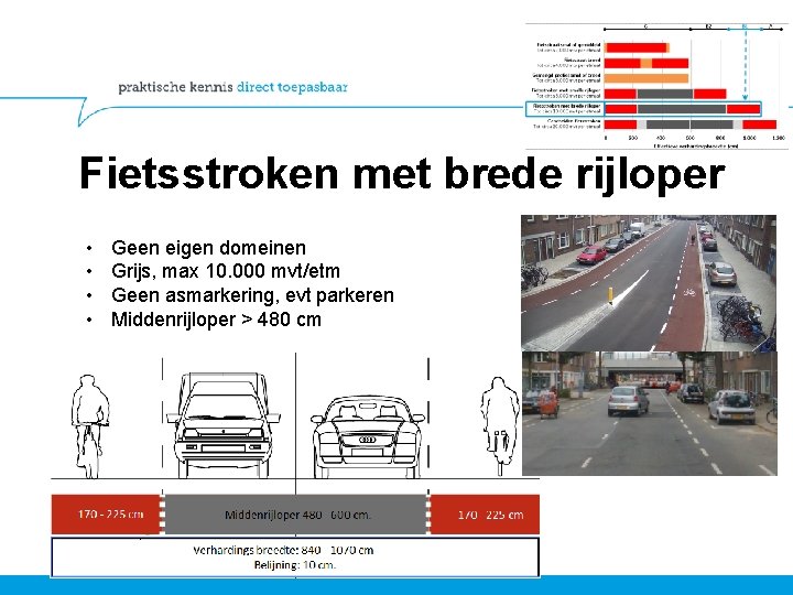 Fietsstroken met brede rijloper • • Geen eigen domeinen Grijs, max 10. 000 mvt/etm