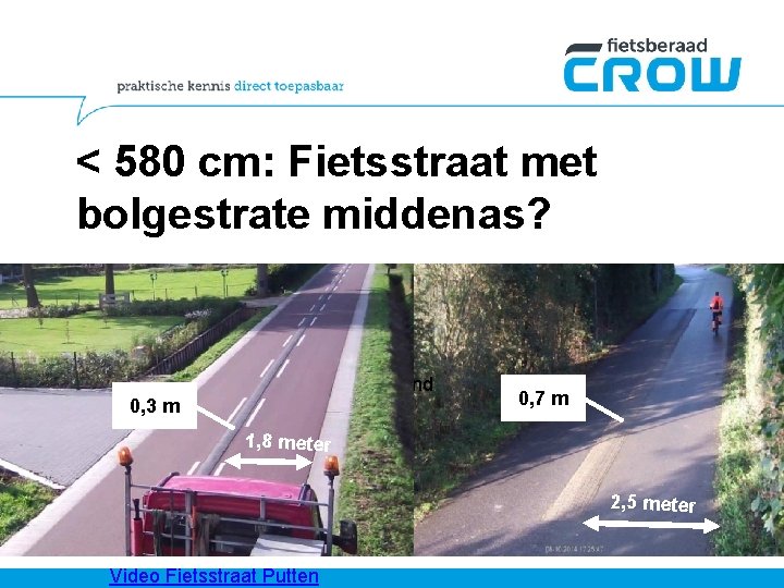 < 580 cm: Fietsstraat met bolgestrate middenas? 0, 3 m Plaatjes putten en zeeland