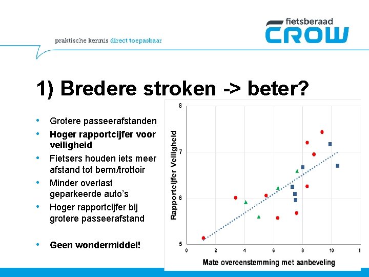 1) Bredere stroken -> beter? • Grotere passeerafstanden • Hoger rapportcijfer voor • •