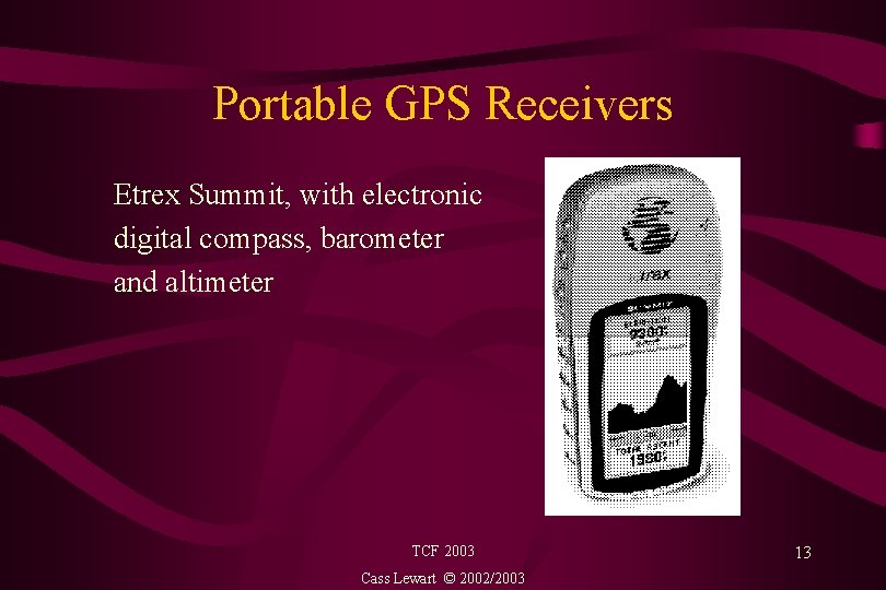 Portable GPS Receivers Etrex Summit, with electronic digital compass, barometer and altimeter TCF 2003