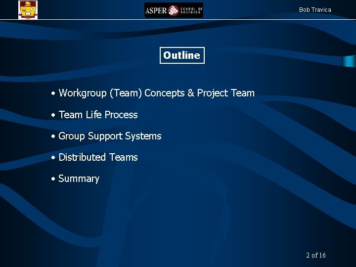 Bob Travica Outline • Workgroup (Team) Concepts & Project Team • Team Life Process