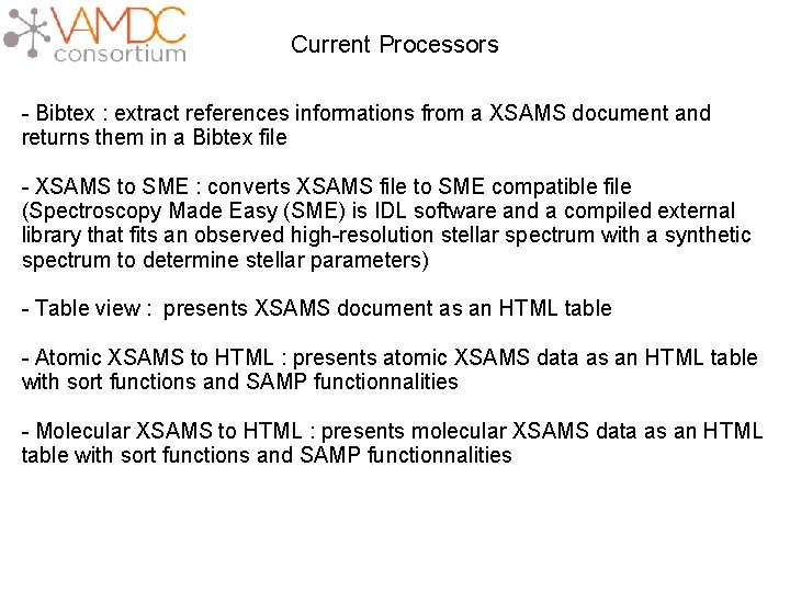 Current Processors - Bibtex : extract references informations from a XSAMS document and returns