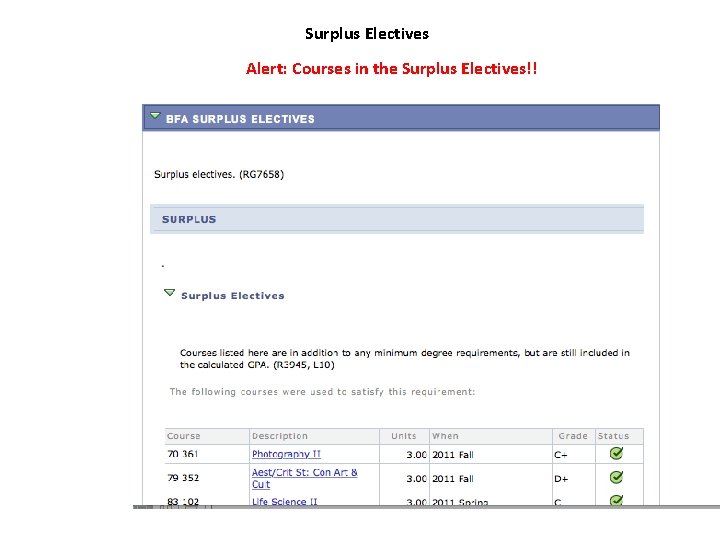 Surplus Electives Alert: Courses in the Surplus Electives!! 