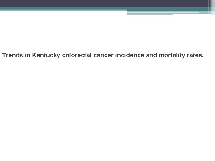 Trends in Kentucky colorectal cancer incidence and mortality rates. 