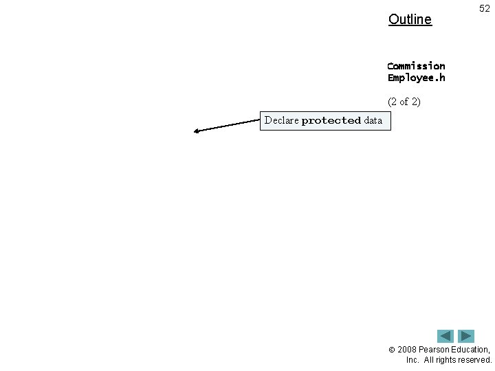 Outline 52 Commission Employee. h (2 of 2) Declare protected data 2008 Pearson Education,