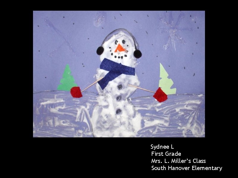 Sydnee L First Grade Mrs. L. Miller’s Class South Hanover Elementary 