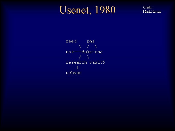 Usenet, 1980 reed phs  /  uok---duke-unc /  research vax 135 |