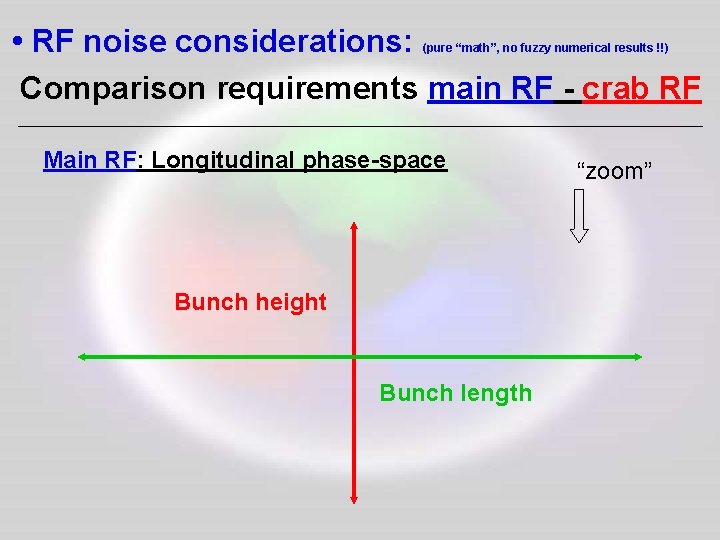  • RF noise considerations: Comparison requirements main RF - crab RF (pure “math”,